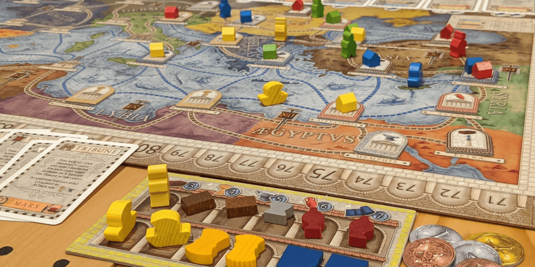 Concordia board game, view of the map
