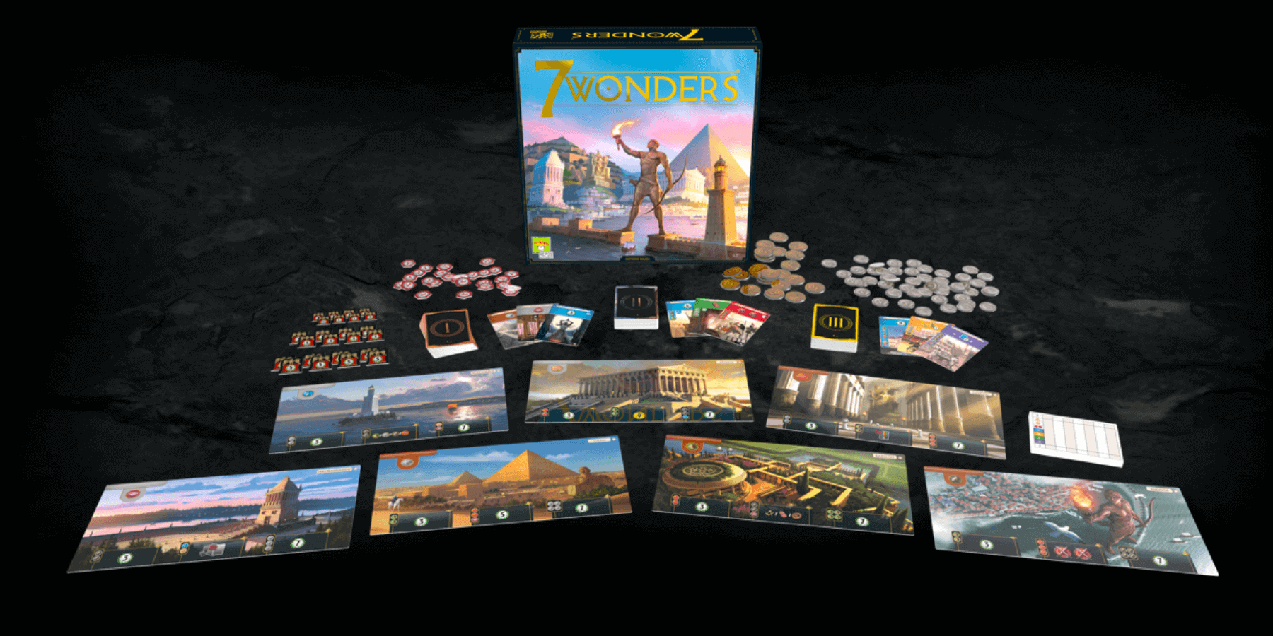 7 Wonders Board Game Components