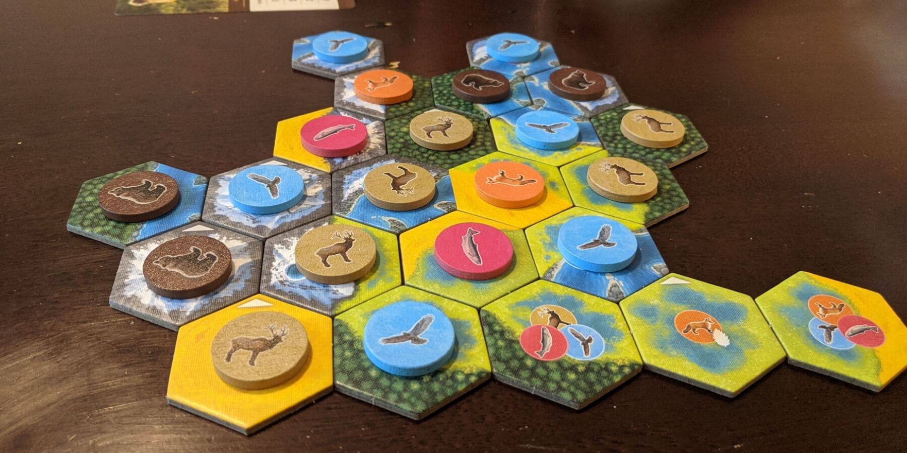 Cascadia board game in progress