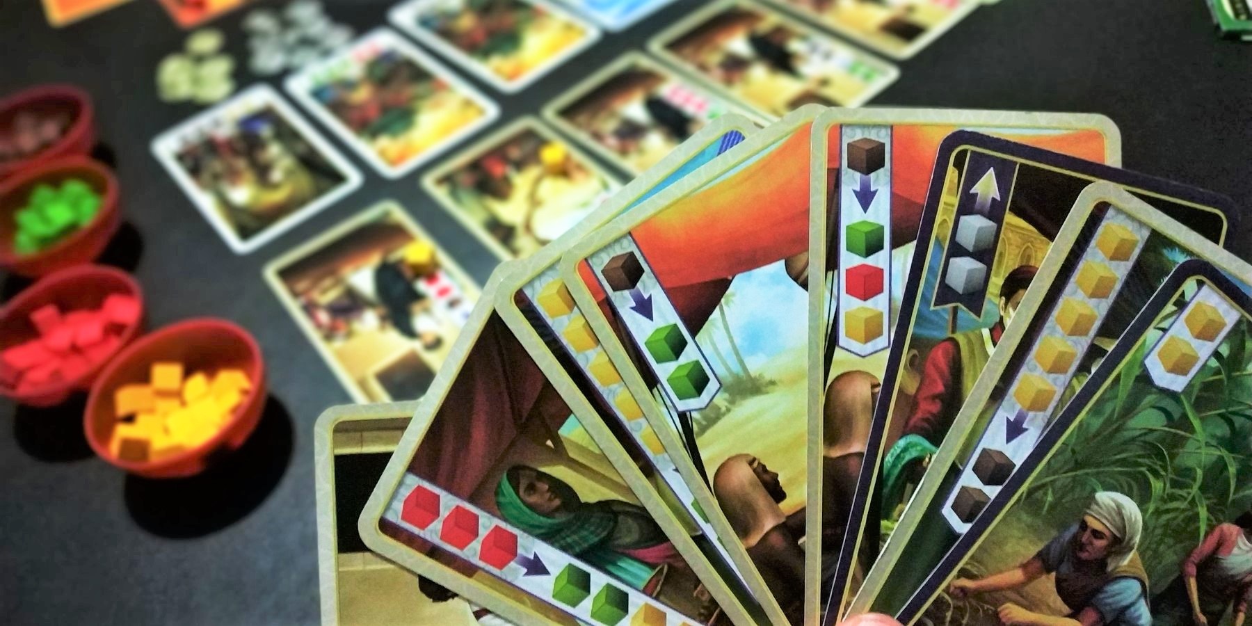 Century: Spice Road board game showing a hand of cards