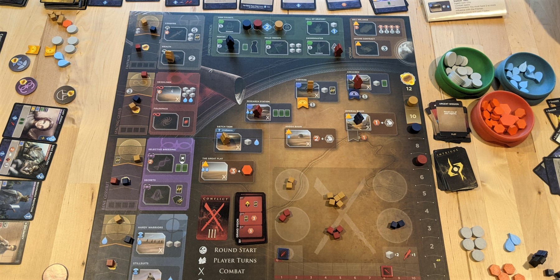Dune: Imperium board game in progress