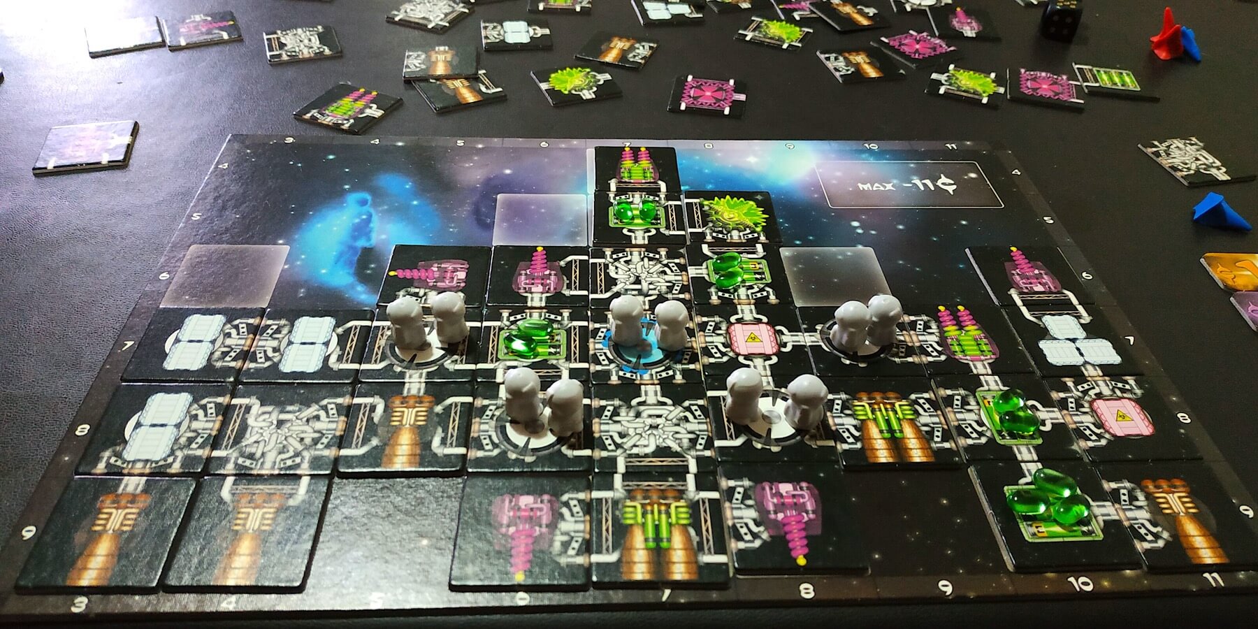 Galaxy Trucker board game in progress