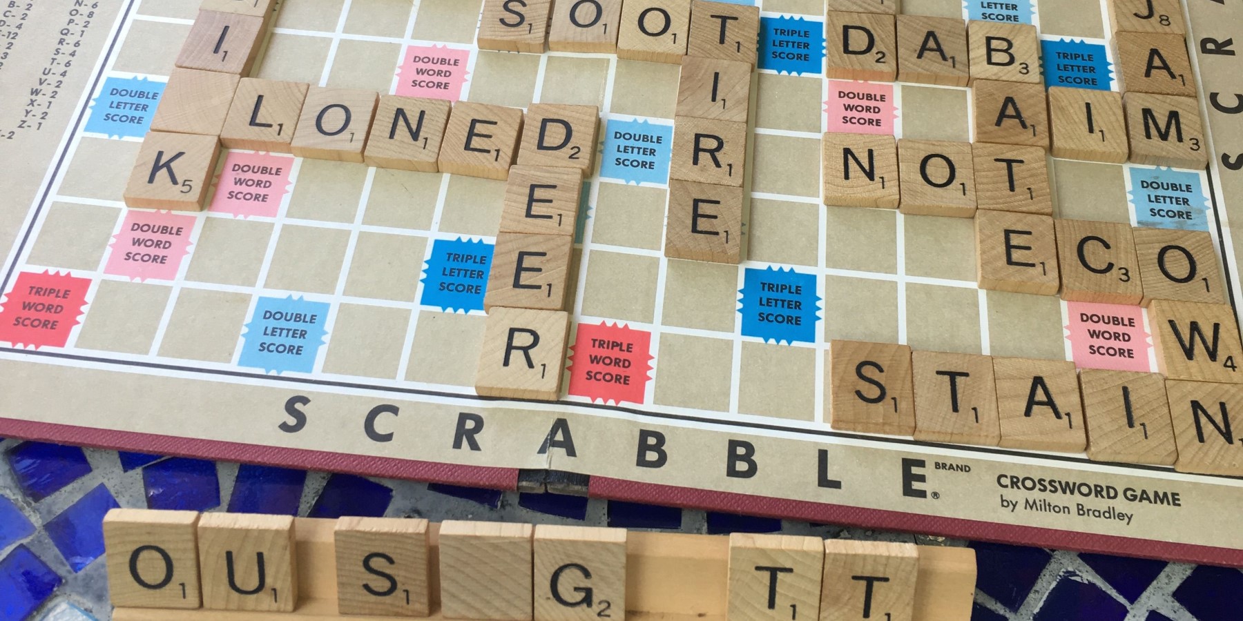 Scrabble board game in progress